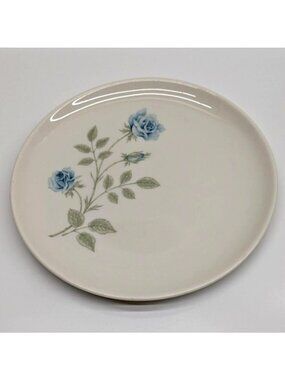 Syracuse China Concord Rose Ceramic Plate Blue Floral Vintage USA Dinner ware